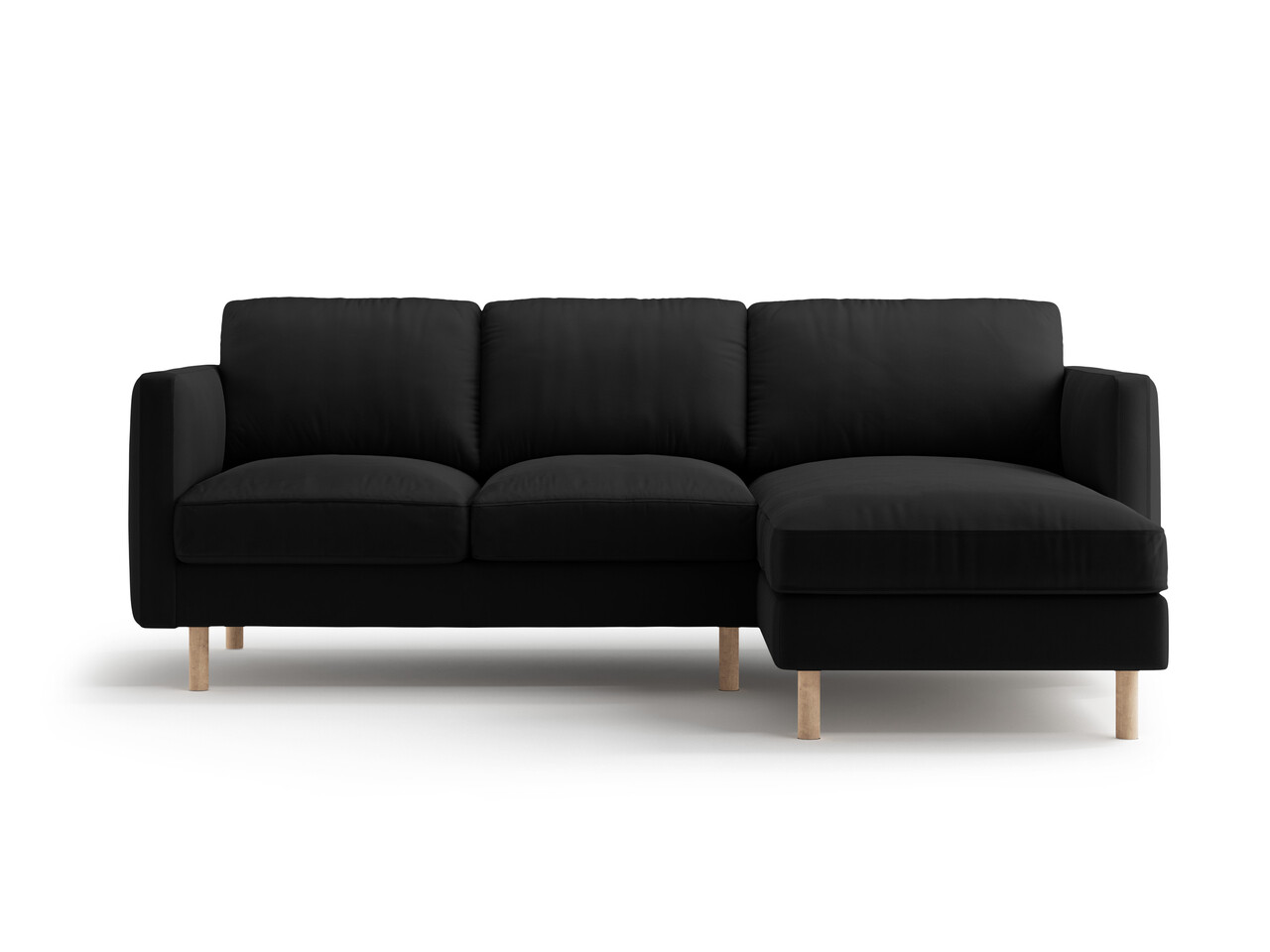 Coltar dreapta 3 locuri, Eden, Micadoni Home, 223x150x90 cm, catifea, negru - imagine 6